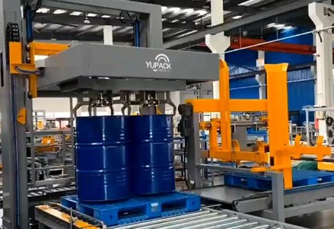 铁桶自动码垛叠托包装线